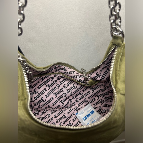 🇬🇧 UK Juicy Couture Moss Green Velour Hobo Bag - Picture 4 of 11